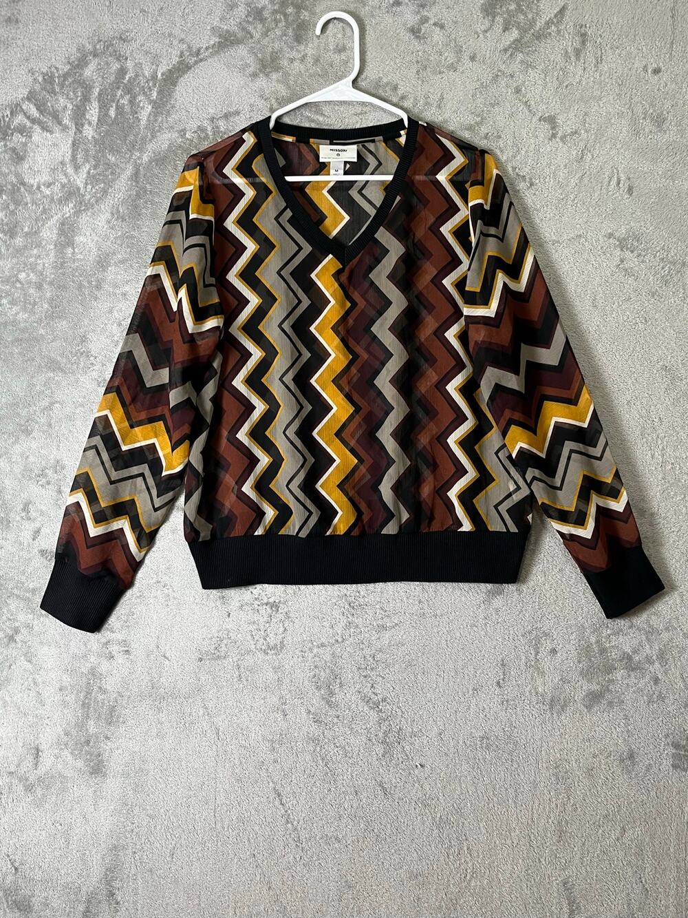 Missoni X Target Chevron V Neck Blouse Medium Retro Mod Geometric Knit Eclectic